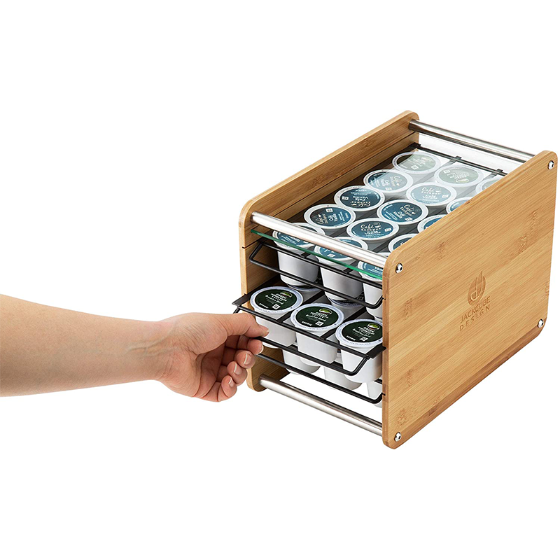 Three-layer Bamboo K-cup Caddy Storage Box with 45 Holder Organizer CE / EU Certified