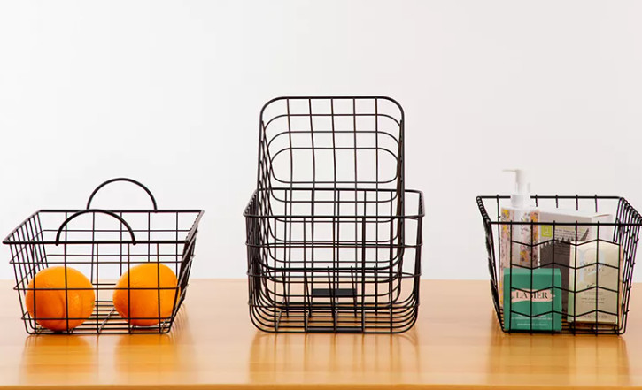 Customized Home Decor 1mm Wire Mesh Storage Baskets Household Multifunction