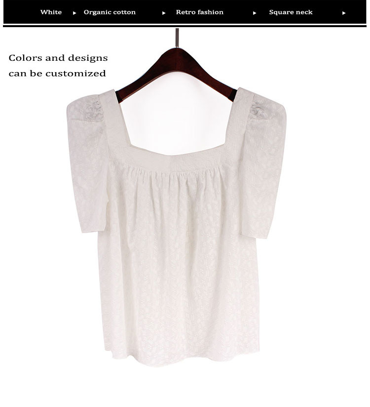 Square Neck Snow black cotton Retro Style Blouses