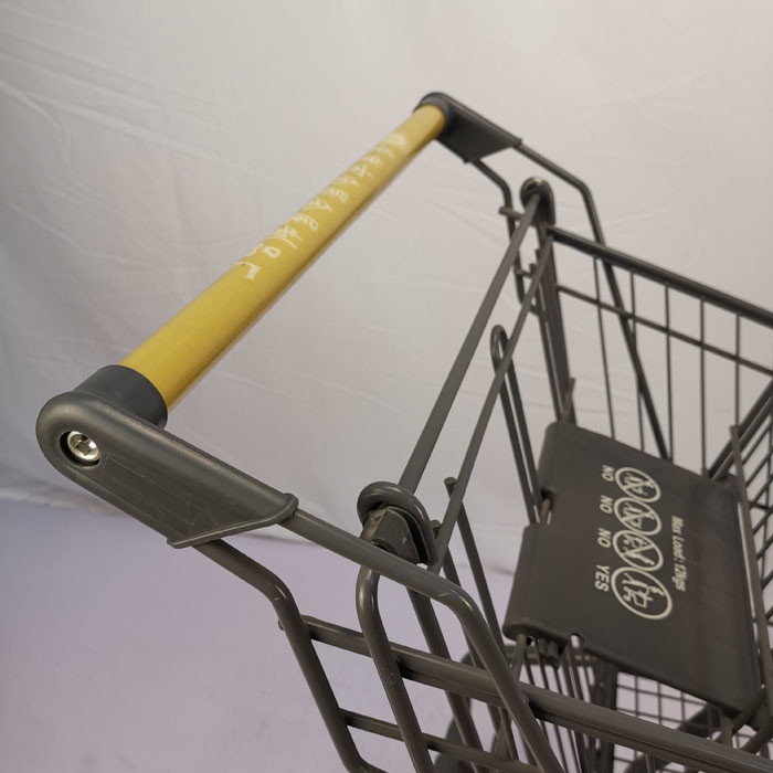 Grey 60L Supermarket Shopping Trolley Retail Chain Store Shopping Cart With TPR Wheels