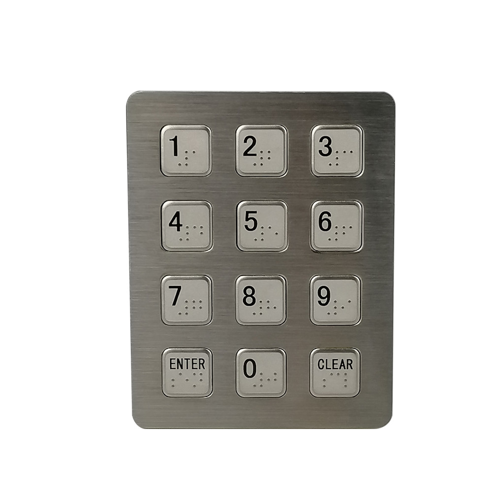 Factory supply 3X4 matrix higher quality aluminum keypad piezo keypad with 12 flat keys
