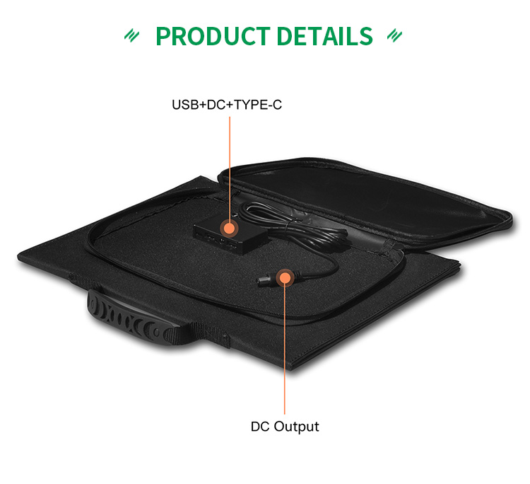 Waterproof Portable Foldable Solar Panels High Efficiency PET Monocrystalline Outdoor 30W 18V