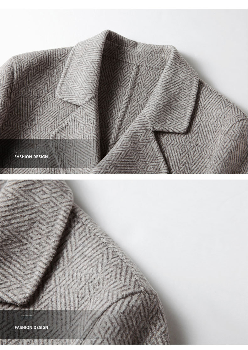 Men's Winter Wool Coat Leisure Long Sections Pure Color Overcoat with GARMENT DYED Design