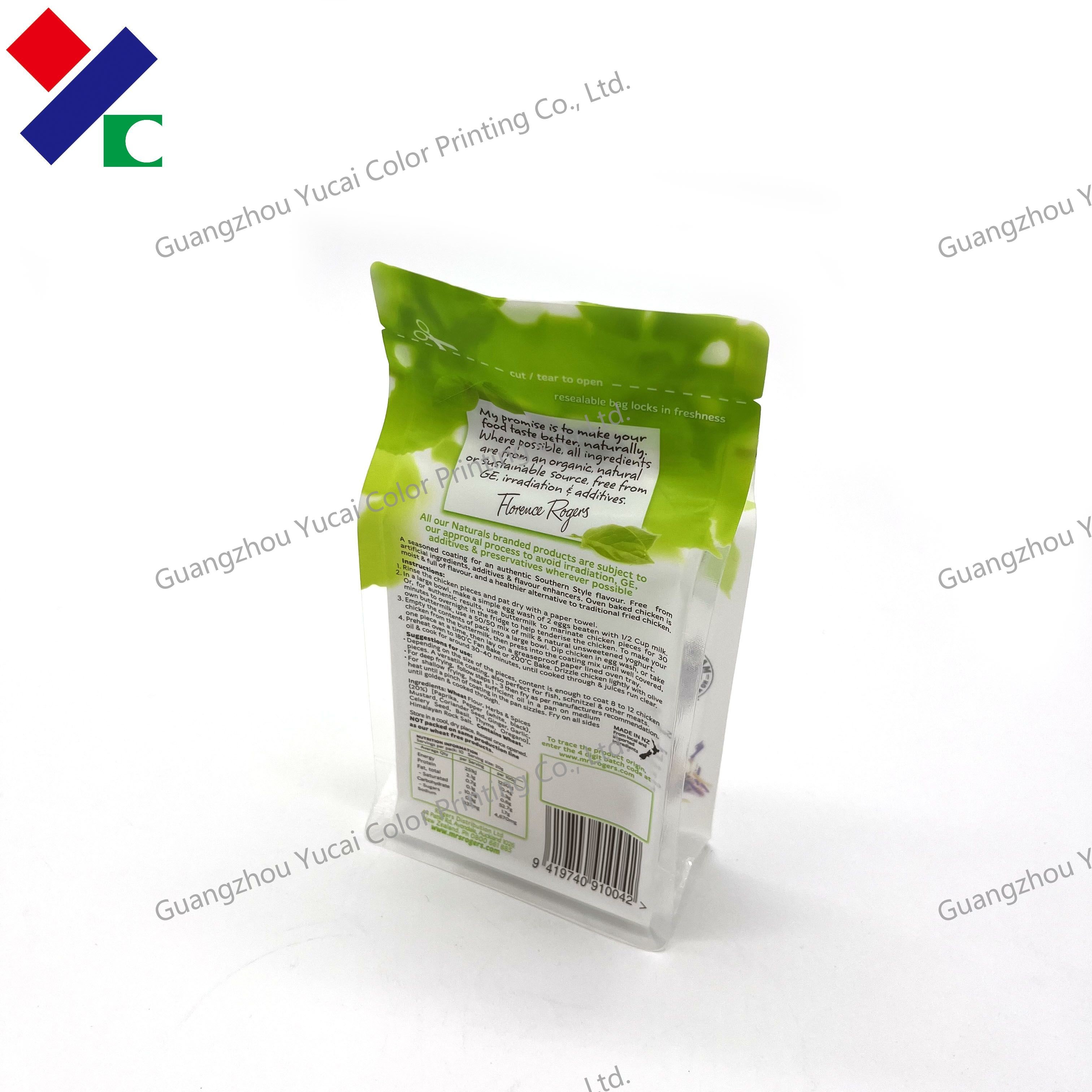 Recyclable Resealable Flat Bottom Packaging Bag Food Grade Spot Color