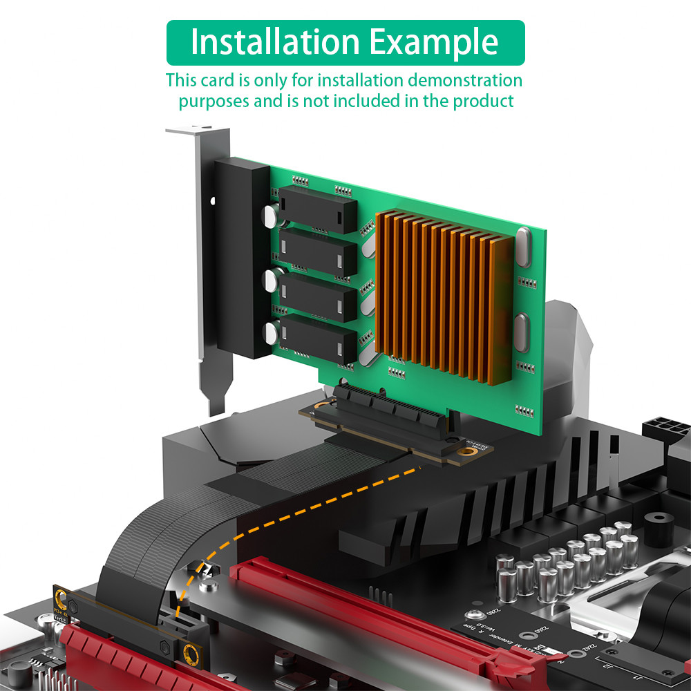 270° Reverse PCI-E Slot PCI-e 4X Extension Cable Boost Your Data Transfer Efficiency