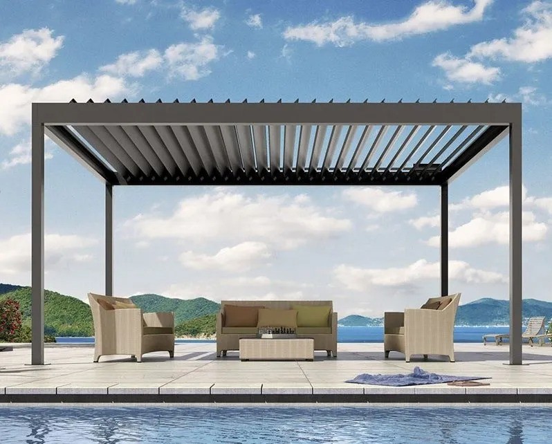 Outdoor Garden Leisure Sun Protection Aluminum Gazebo Aluminum Louvered Pergola