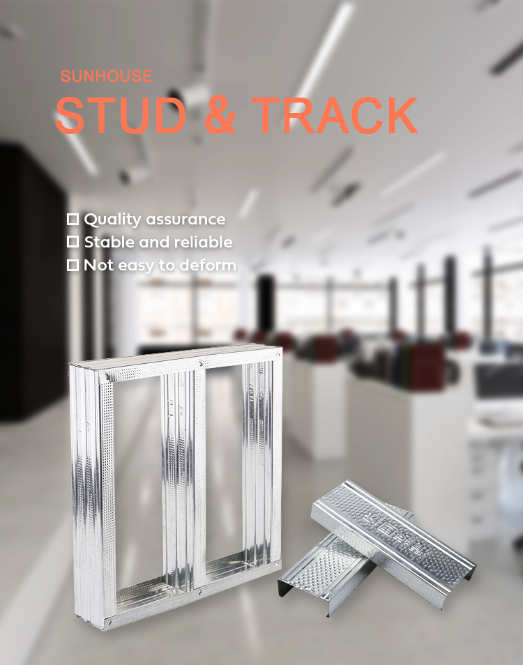 Water Resistant Light Steel Partition Wall System Keel Zinc Coated