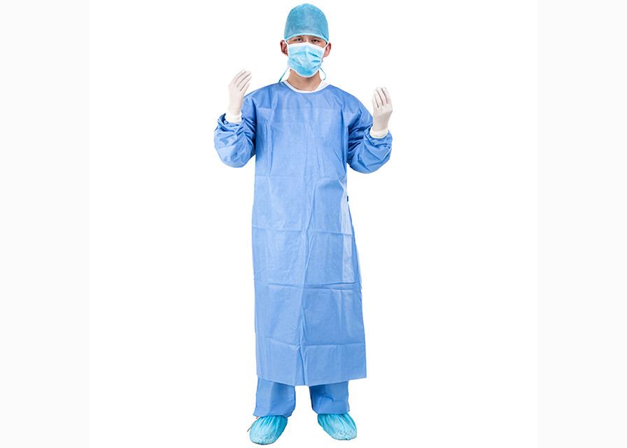 Non Woven Disposable Surgical Gown Reinforced 18 - 65gsm