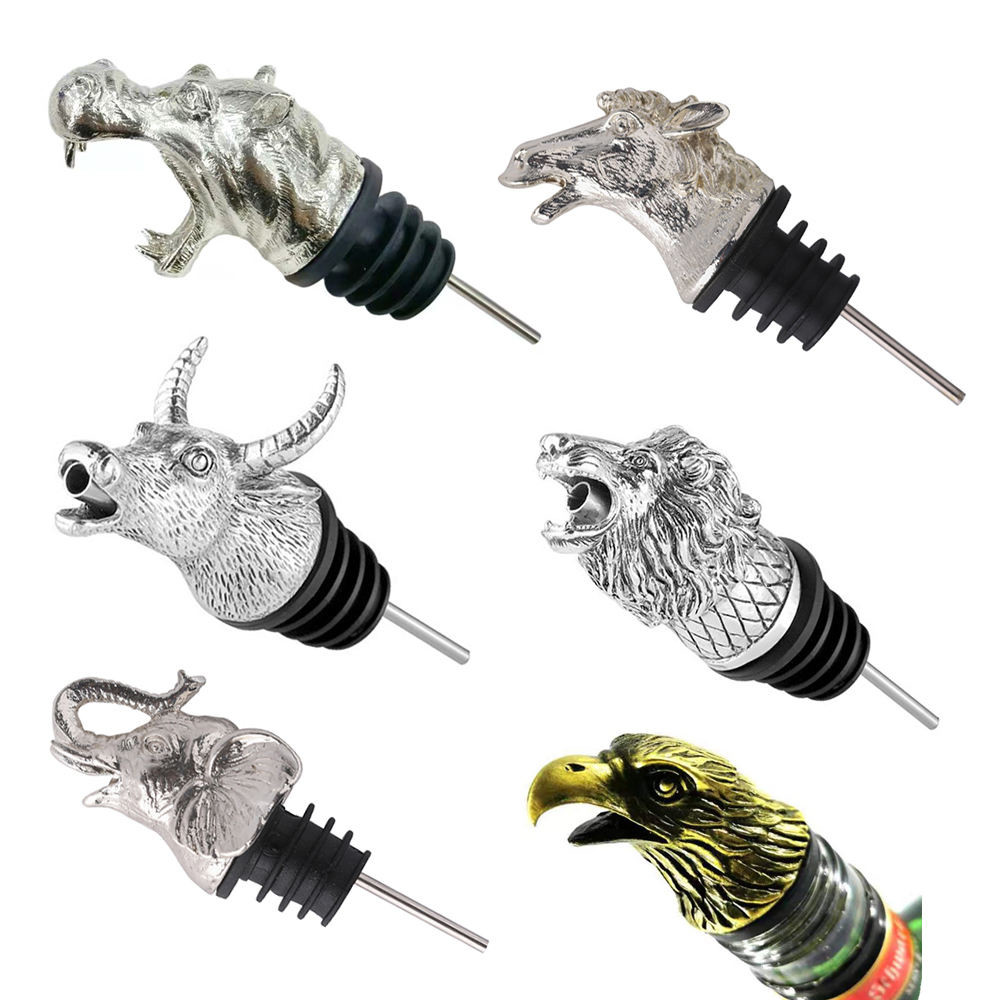 Custom Animal Metal Wine Pourer With Zinc Alloy Stainless Steel Material