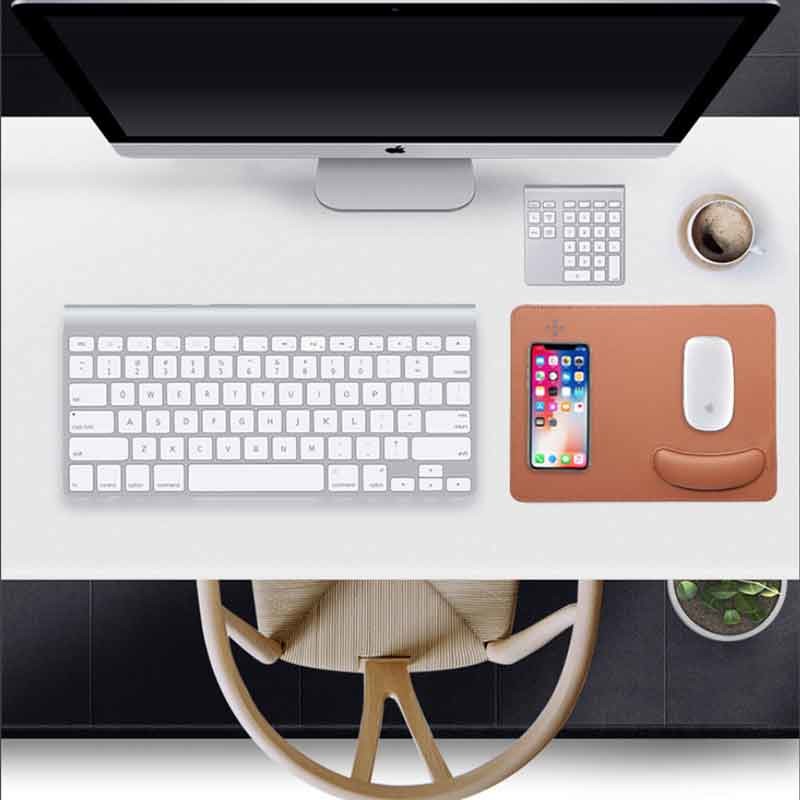 Customised Logo 10W Wireless Charging Mouse Pad With Wrist Rest
