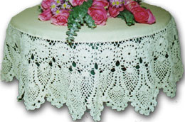 Rectangular coffee table linen table cloth table, Corcheted Lace Table linen, Tablecloth