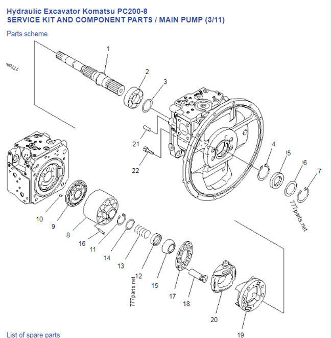 HPV95H K3V112 K3v112dt k3v112dtp  PC200-8 Komatsu Parts Hydraulic Main Pump 708-2L-01500 For Excavator 0