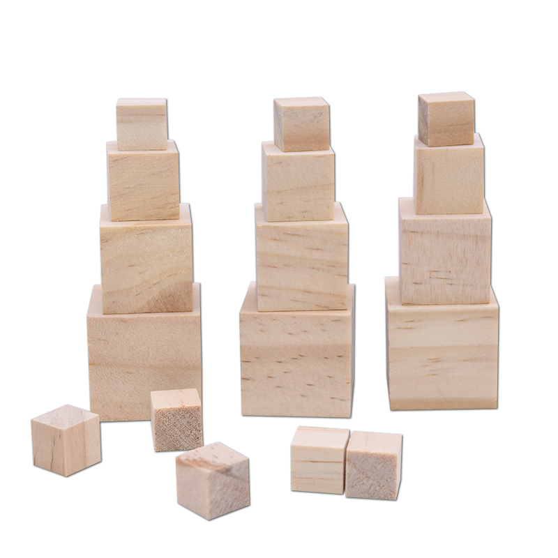 Tree Pine 1.5cm Unfinished Wood Crafts Wooden Square Blocks