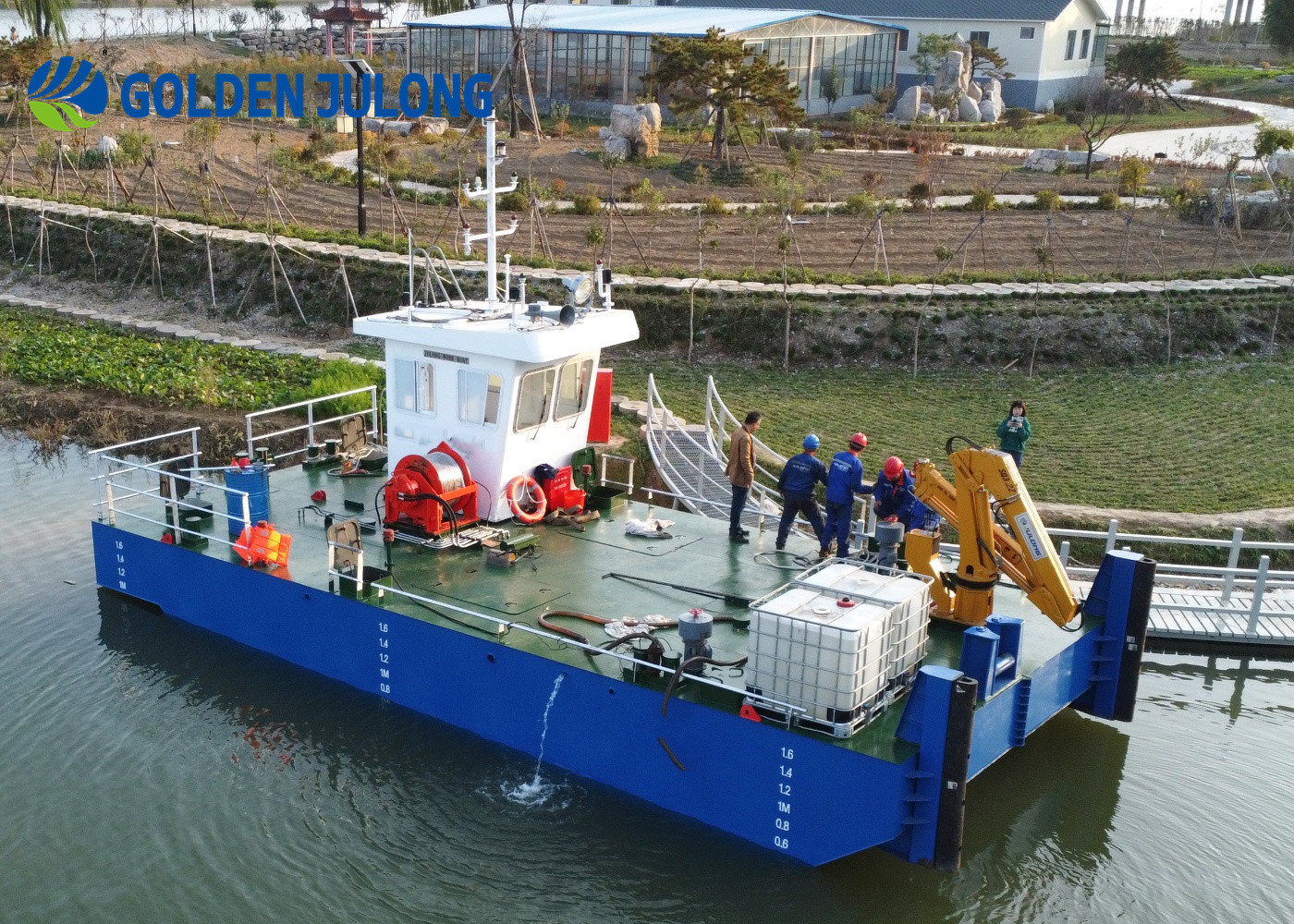 Hydraulic Multi Cat Work Boat for Dredger Working Speed 8-10 knots 2 Pieces Propeller