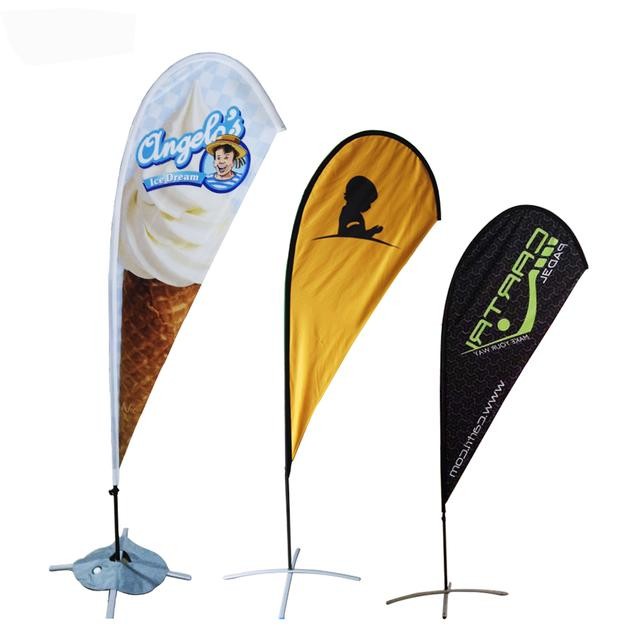 promotional Clear Printing Teardrop Beach Flag 110*390cm Easy install