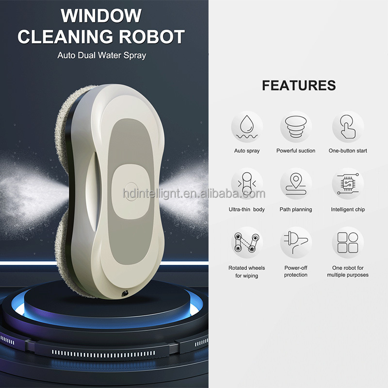 Hudi Electric Intelligent Window Cleaner Robot for Dust Sweeping and Vacuum Cleaning