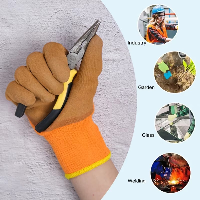 Wholesale Wear-resistant Durable Latex Rubber Foam Coated Protective Work Gloves Impact Labor Work Safety Gloves