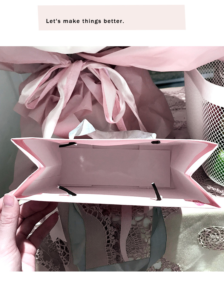 Waterproof Pink Boutique Printed Paper Gift Bags 8x4x10 odm