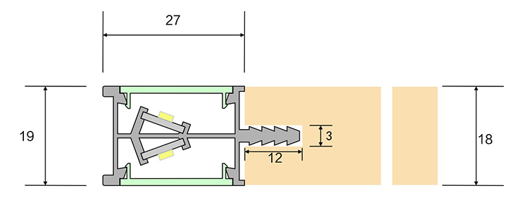Aluminium Profile LED Under Cabinet Strip Lighting Recessed Mounting