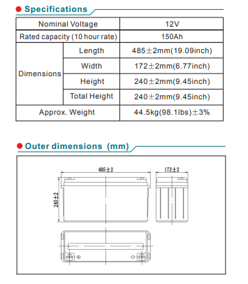 ODM NPG12-150Ah 12V AA Solar Batteries Gel Deep Cycle For UPS Off Grid