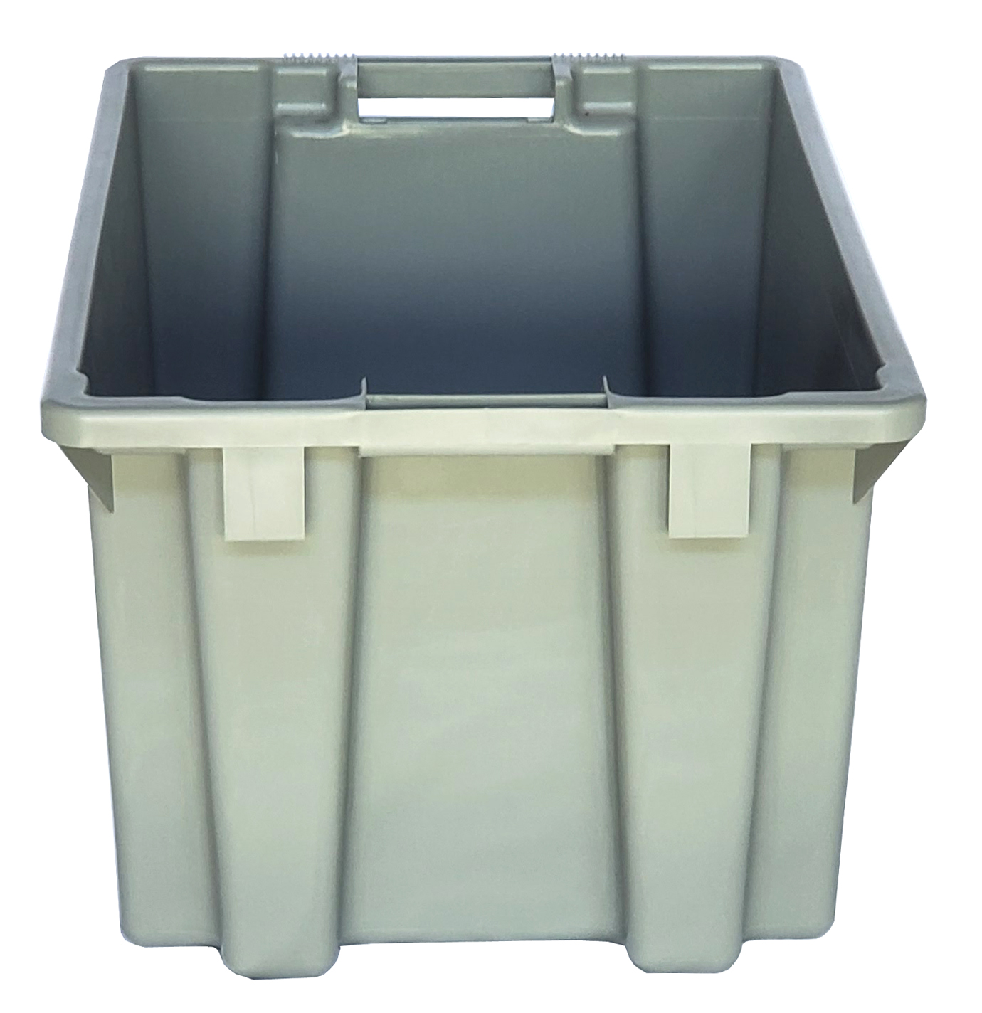 Gray FIRST Stackable Plastic Turnover Crate for Space-Saving File Transportation