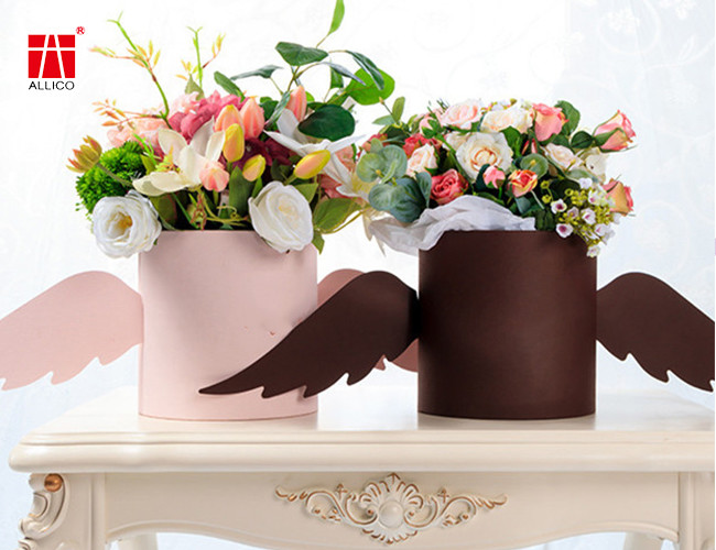 Angel Wings 5.5inch Round Floral Hat Box For Mother'S Day 4c Print