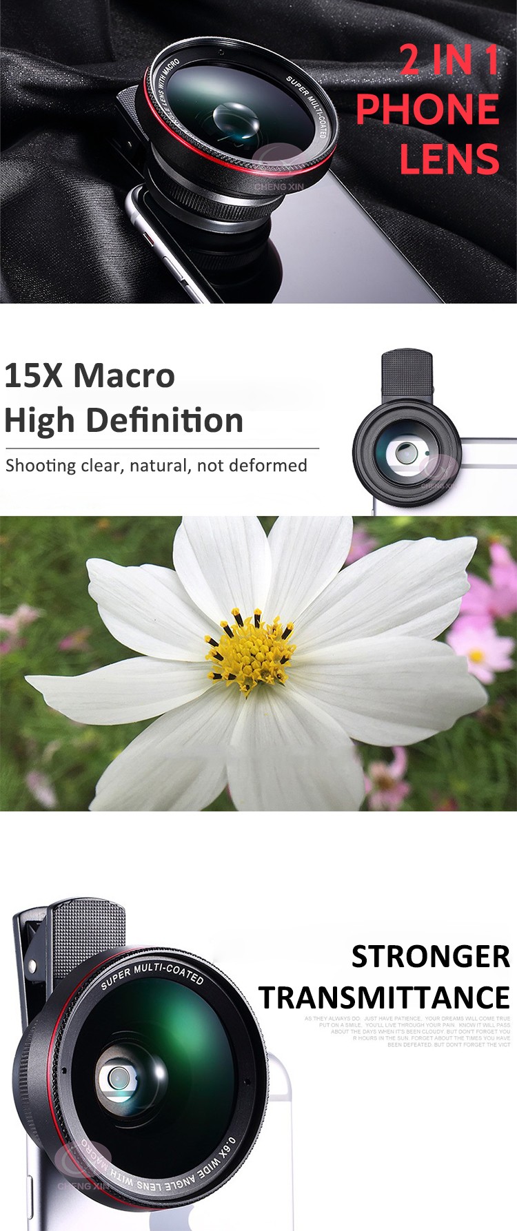 58mm macro mobile phone lens 0.45x wide angle lens