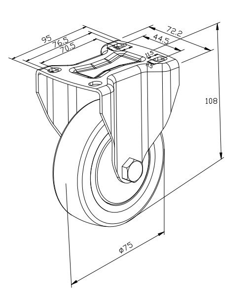 Plate Swivel PVC Threaded Caster Wheels 90KG M12 Castor Wheels