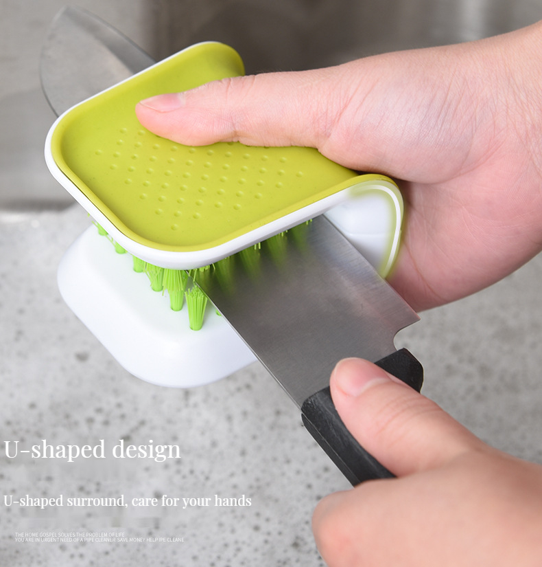 Multi-Functional PP and Nylon Scrub Kitchen Blade Cleaning Brush for Cutlery Cleaning