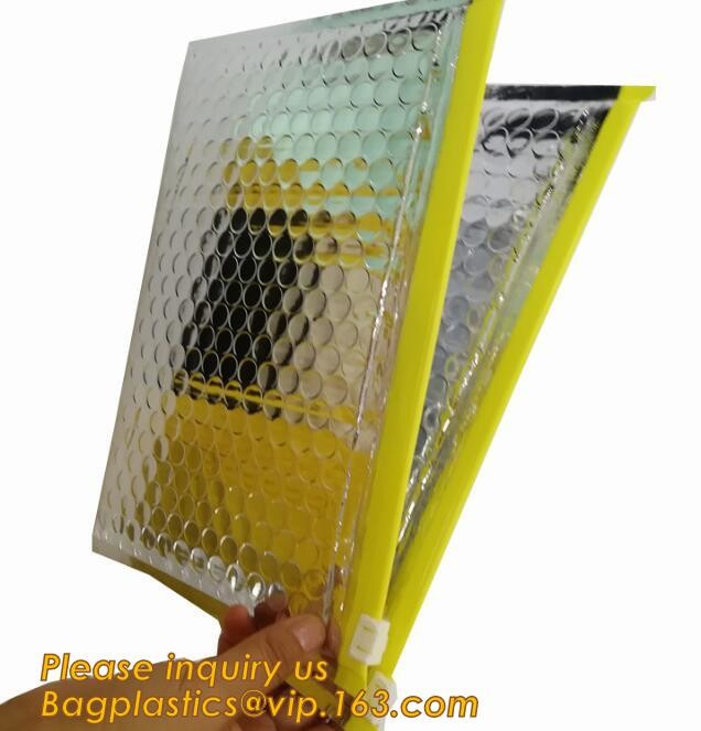 Holographic Factory Shiny gold Cosmetic bag Zipper Bubble Bag zip-lock Slider Padded Mailer metallic bubble zipper bagea