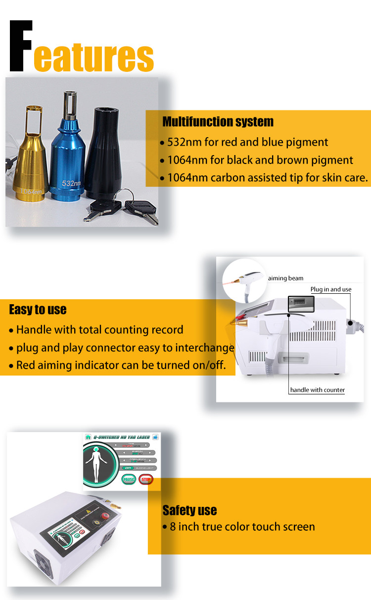 Q Switch Tattoo Removal Device Carbon Peeling Facial Nd Yag Laser