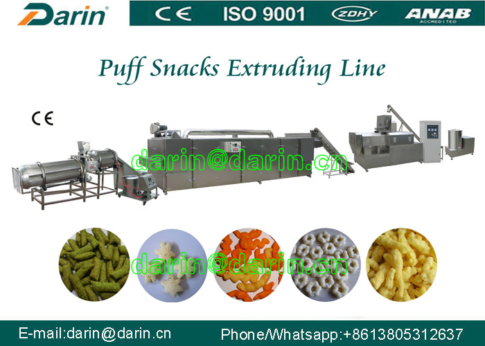 Puff Corn snack food processing line with finish mixing , extruding , shaping