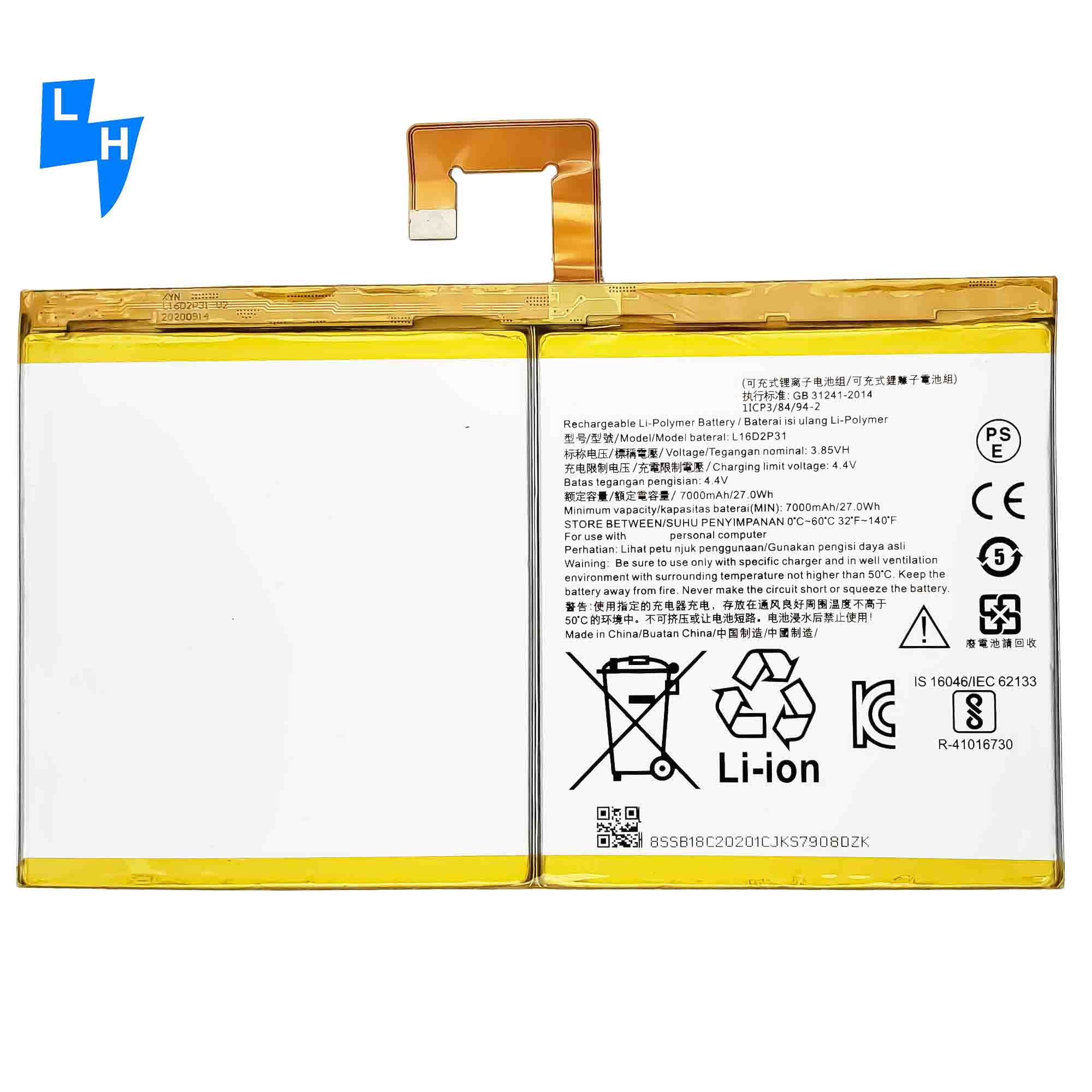 7000mAh L16D2P31 TB-X304 Tab Battery for Lenovo Tab 4 10 High Capacity Performance