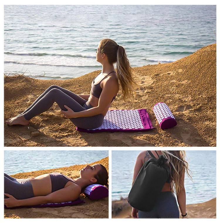 4 Colors Foot Relax Massage Acupressure Yoga Mat Resin Shakti Mat And Pillow