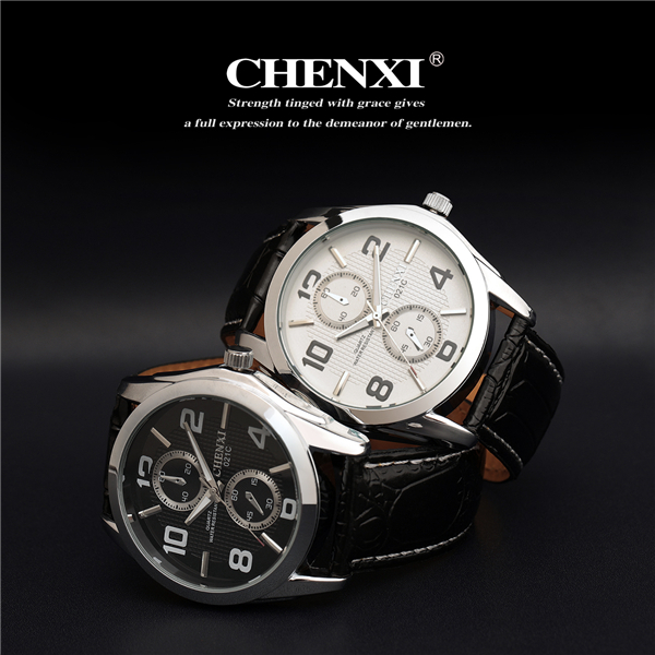 Cheap Stainless Steel Watches L021C CHENXI Branding Watches Black White Leather Watches