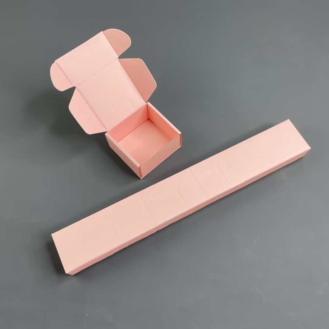 Corrugated Lipstick Mailer Box With Logo, Pink Mailing Paper Box For Packaging, Custom Logo Cosmetic Packaging Ship
