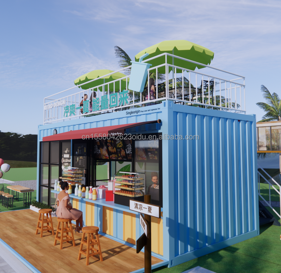 Hotel Modern Design 20ft or 40ft Prefabricated Container Coffee Shop and Bar for Hotel