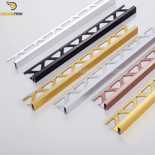 4x8mm Aluminium Square Edge Tile Trim Anodized Matt Gold Color