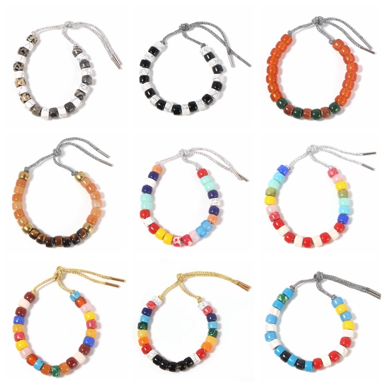 Shoelace Clasp Polychrome Forte Beads Bracelet With Silver Shoelace Clasp For Part And Holiday