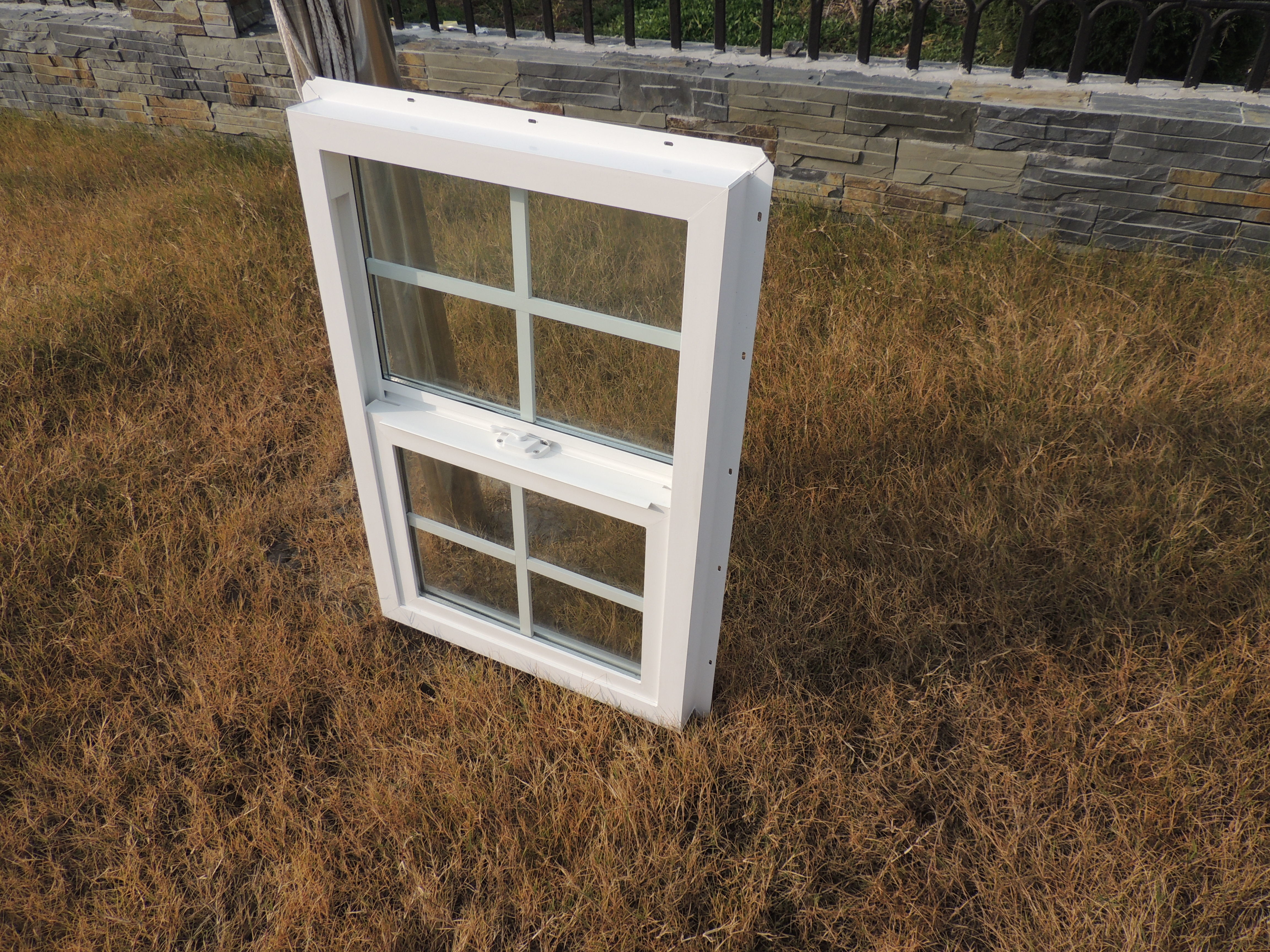 White UPVC PVC Single Hung Window Lower Panels Slides Vertically
