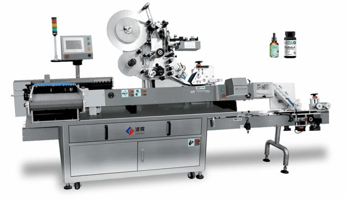 Automatic bottle labeling machine PLC control with code printing, sticker apply