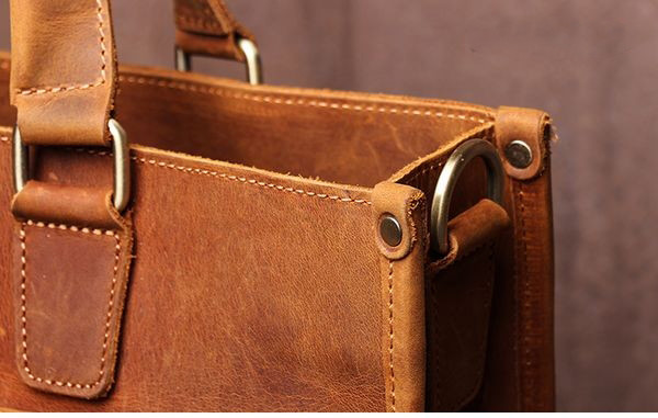 Vintage Crazy Horse Leather Briefcases For Men