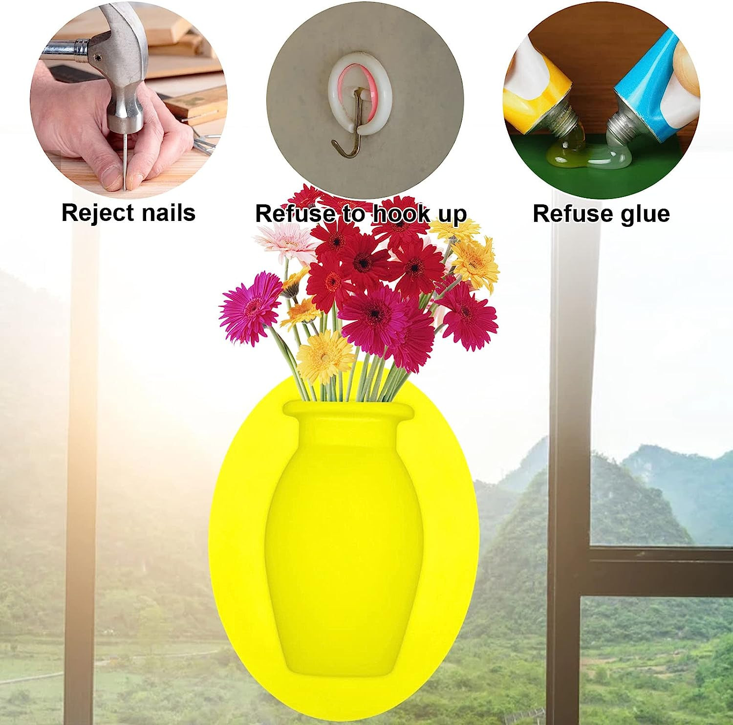 Reusable Sticky Silicone Window Vase Nontoxic Multiscene Durable