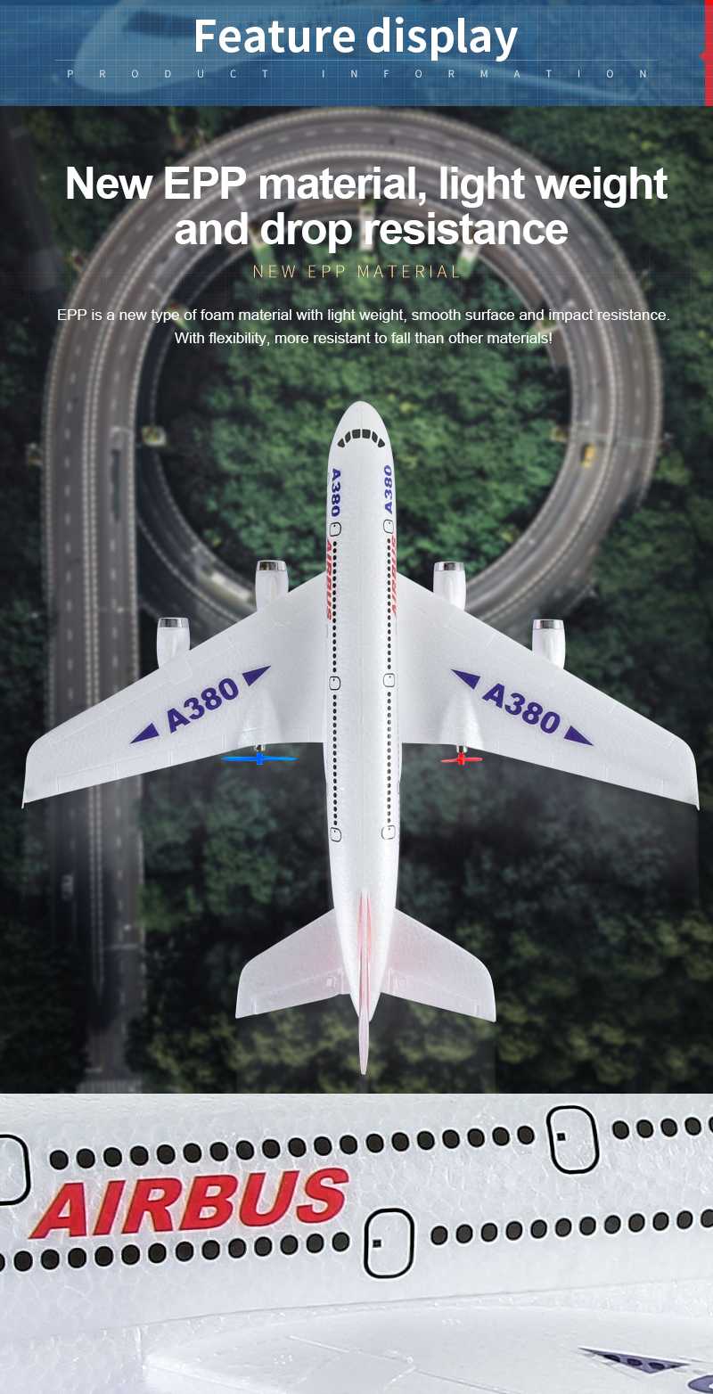 Features Auto Return 2.4 G Durable Styrofoam Airplane 70g Remote Control Model Toy Helicopter A380 Rc Aircraft Plane 110m Box