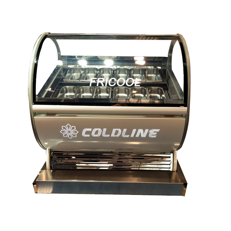 DC12F Ice Cream Display Freezer R290 Gelato Display Case 450L