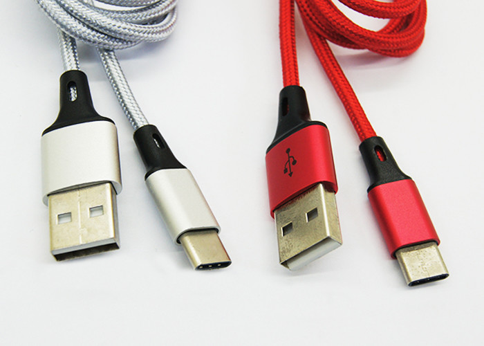 1m Length Braided USB Cable , Micro USB Charging Cable For Mobile Phone