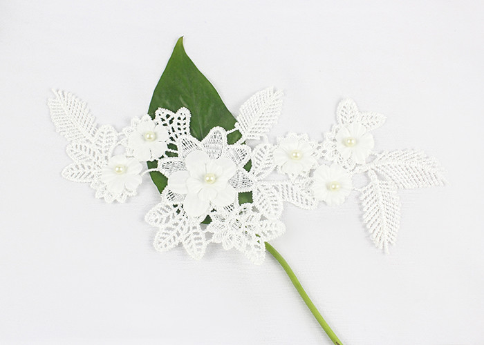 Embroidered Lace Collar Applique Beaded Floral Lace Neck Applique For Dress