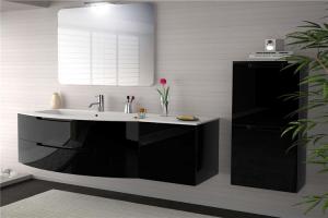 Single color and stainless steel sink  make custom bathroom vanity people like
