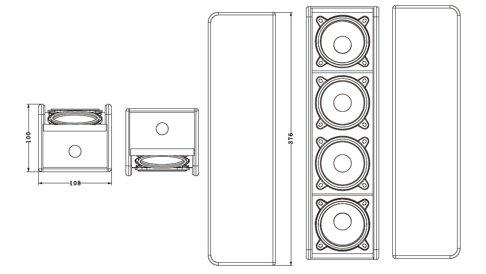 Black 100HZ 4x3 Inch Full Range Speaker Column Loudspeaker