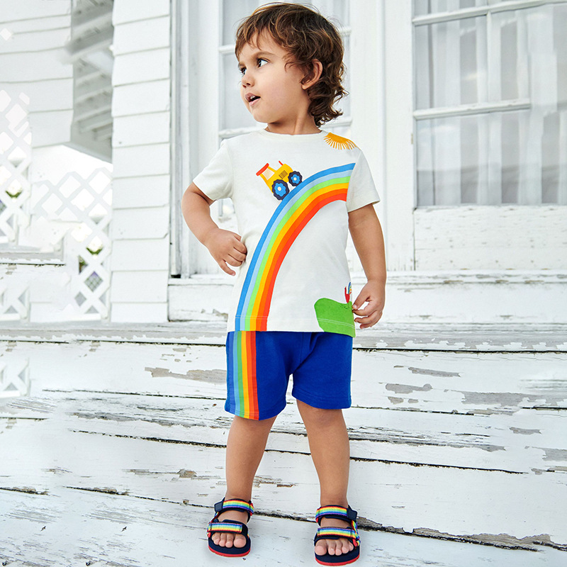In stock Baby Kids clothing short set 100% cotton fashion top and short kids boy clothes set for summer